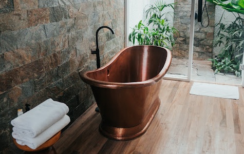 Copper Bathroom tub in basement